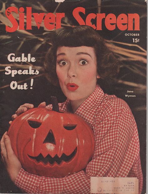 Vintage Halloween Magazine ~ Actress Jane Wyman on Cover of Silver Screen Magazine ~ October 1948 Halloween Magazine, Hollywood Halloween, Jane Wyman, Halloween Everyday, Vintage Autumn, Halloween Illustration, Halloween Books, Halloween Images, Halloween Photos