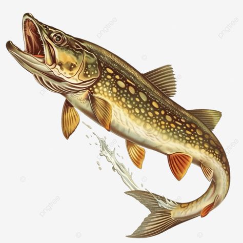 walleye pikeperch pickerel or yellow pike jumping up retro walleye pickerel fish png Random Animals, Pike Fish, Fish Png, Pollinator Garden, Transparent Image, Tropical Leaves, Png Transparent, Sea Life, Png Image