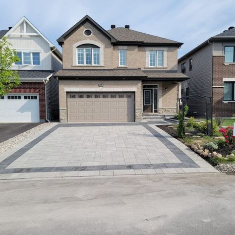 Check out this heated driveway installation underneath pavers done by Rubes Interlock and Landscaping Services. Interlock Backyard, Driveway Renovation, Interlock Driveway, Driveway Pavers Design, Heated Driveway, Snow Melt, Driveway Installation, Paver Designs, Garden Walls