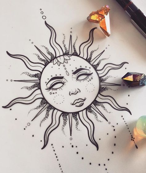 Little gypsy sun for a client Drawing Of The Sun, Sun Drawing, Sun Tattoo, Arte Sketchbook, Pencil Art Drawings, Hippie Art, Cool Art Drawings, Line Art Drawings, Drawing Tips