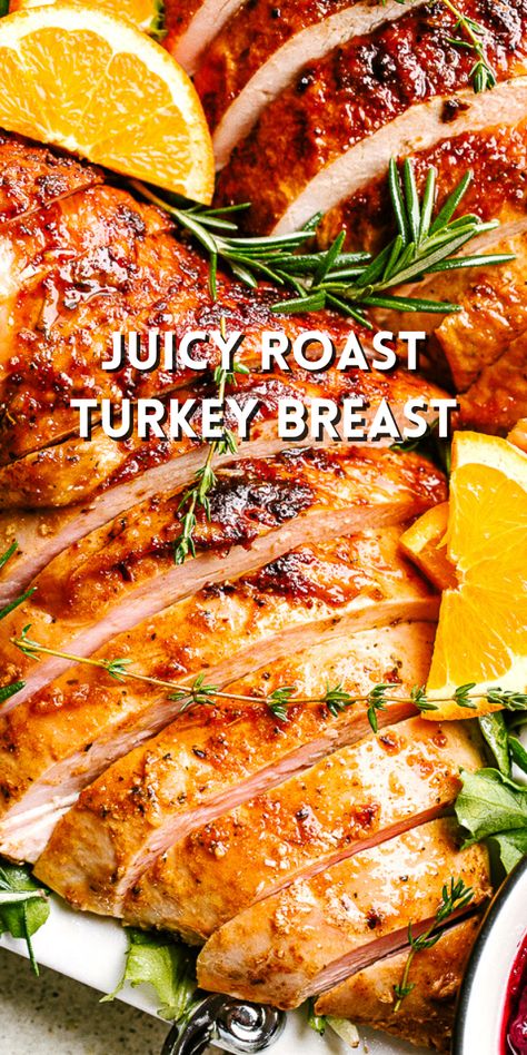 This easy turkey recipe makes FLAVORFUL, juicy, and finger-licking delicious Roast Turkey Breast! The breast is coated with a garlicky lemon juice plus a savory spice rub that results in the most perfectly tender turkey breast. #turkey #thanksgiving Roast Turkey Breast Thanksgiving, Brine For Turkey Breast Recipes, Turkey Lion Oven, Turkey Boneless Breast Recipes, How To Cook A Bone In Turkey Breast, Small Turkey Breast Recipe, How To Cook A Half Turkey Breast In The Oven, Turkey Christmas Recipes, Recipes For Turkey Breast