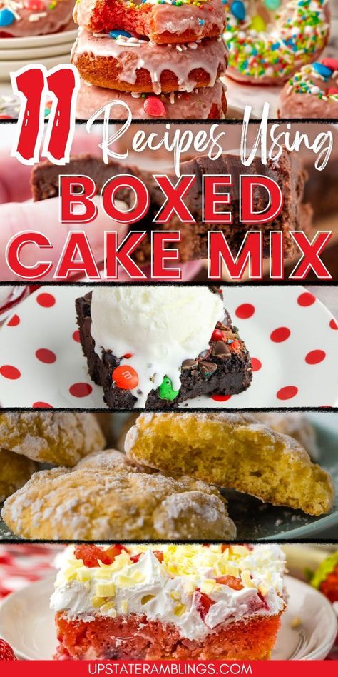 11 Recipes Using Boxed Cake Mix Desserts With Boxed Cake, Doctoring Up A Box Cake, Cakemix Dessert Recipes, Pillsbury Cake Mix Recipes, Things To Make With Boxed Cake, Cake Recipes With Box Cake, Recipes Using Cake Mix Boxes, Box Cake Mix Desserts, Dessert With Cake Mix Boxes