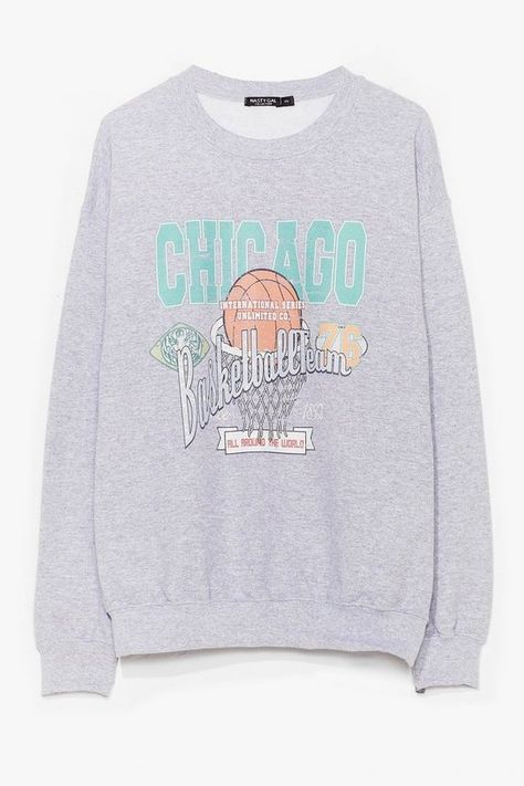 See Ya on the Court Basketball Graphic Sweatshirt | Nasty Gal Chicago Basketball, Beige Crewneck, Court Basketball, Basketball Sweatshirts, Cold Shoulder Sweatshirt, Shirt Style Tops, Sweatshirt Trendy, Floral Hoodie, Lululemon Jacket