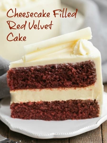 Cheesecake Filled Red Velvet Cake - A sublime combination of red velvet cake, cheesecake and cream cheese frosting! #redvelvet #creamcheesefrosting #cheesecake #birthdaycake #thatskinnychickcanbake Cheese Cake Filling, Cake Cheesecake, Red Velvet Cheesecake, Vanilla Cheesecake, How To Make Cheesecake, Cheesecake Cake, Cake Fillings, Vanilla Frosting, Cake With Cream Cheese