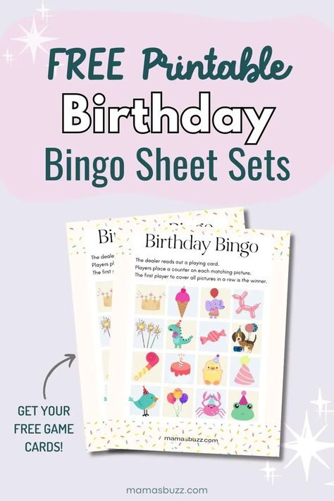 Birthday Bingo & Cute Free Printable Game Sheet Bingo Prize Ideas, Birthday Interview Printable, Bingo Printable Free, Birthday Bingo, Bingo Games For Kids, Printable Bingo Games, Bingo Sheets, Birthday Icon, Free Printable Games