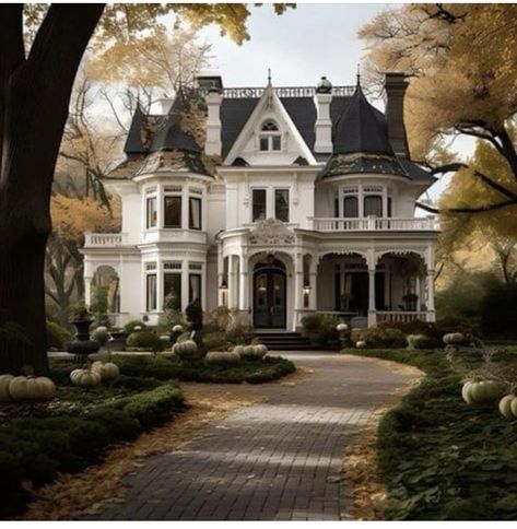 Fall Houses Interior, Large Manor House, Bloxburg Big House Exterior, Bloxburg Small Victorian House Layout, Victorian Houses Aesthetic, Old Estate Homes, Large Tudor House Plans, Dark Manor Exterior, Canada House Exterior