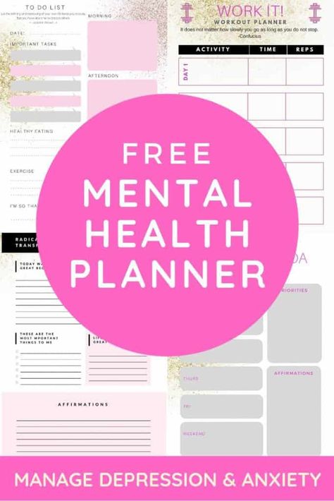 Mental Health Resources: My Planner - Radical Transformation Project Health Planner Free, Planner Free Printable, Exercise And Mental Health, Free Mental Health, Gratitude Prompts, Transformation Project, Belly Pooch, My Planner, Cardio Routine