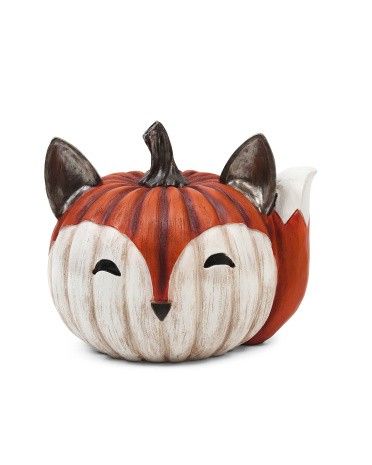 Resin fox pumpkin from TJMaxx Fox Pumpkin, Pumpkins Carving, Creative Pumpkin Painting, Creative Pumpkin Decorating, No Carve Pumpkin Decorating, Pumpkin Decorating Contest, Fox Crafts, Pumpkin Drawing, Halloween Pumpkin Designs