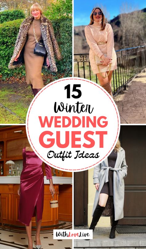 🥂 Get ready to dazzle at winter weddings with our outfit ideas! We’ve compiled the best looks that combine comfort and style, ensuring you shine at every event. From layering tips to accessory suggestions, find your perfect match. ✨ Save this pin for your winter wedding inspiration! Winter Special Occasion Dresses, Winter Day Wedding Guest Outfit, Wedding Guest December Outfit, Winter Casual Wedding Outfit Guest, Winter Wedding Outfits For Guest, Outdoor Winter Wedding Outfit Guest, Winter Wedding Outfit Guest, Dresses For Winter Wedding, Wedding Reception Outfit Guest