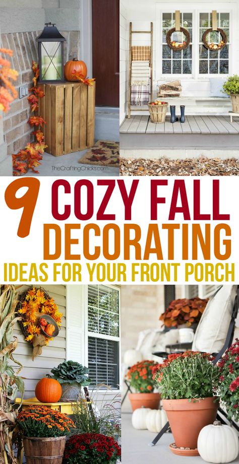 Cozy Fall Porch, Porch Fall Decorating Ideas, Fall Container Plants, Fall Porch Ideas, Fall Ideas Decorating, Bedroom Fall Decor, Fall Porches, Porch Fall Decor, Fall Front Porch Decor Ideas