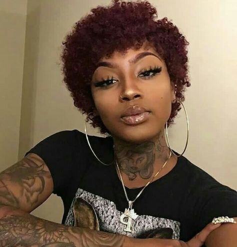 Wine Coloured Afro Hairstyle | Clipkulture | Clipkulture Cute Short Natural Hairstyles, Short Afro Wigs, Big Chop Hairstyles, Natural Hair Haircuts, Natural Hair Cuts, Natural Hair Short Cuts, Nappy Hair, Short Hair Black, Short Afro