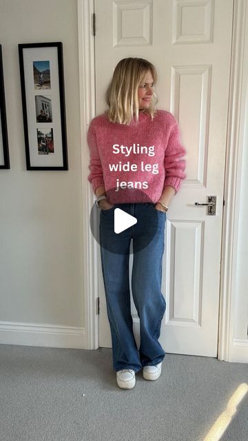 Claire Lopez on Instagram: "The wide leg jean 👖…

It’s everywhere so here are a few outfit ideas and guidelines on wearing yours 

👖 Be careful with volume and consider keeping it neater up top given the volume is all below the waist. 

👖 Not all lengths of coats/jackets will work, particularly if you have a cropped wide leg. 

👖 Chunky boot styles look very bottom heavy so avoid these! Pointed boots/flats work very well. 

Head to stories for try ons of current denim options, links to current pieces and more chat on what to look for and avoid. One to save 📌📌📌

All current links will be saved in my Feb highlight. 

Jeans cropped blue  @paige 
Black wide leg @zara marine 
Cropped indigo @aurelie.co.uk 
Full length blue @hm 

Current
Leather jacket @allsaints 
Puffa and cream coat @un Sweatshirts With Wide Leg Jeans, Denim Jacket With Wide Leg Pants, Wide Leg Jean Blazer Outfit, Wide Leg Jeans With Blazer Outfit, Wide Leg Jeans And Sweatshirt Outfit, Wide Leg Jeans Sweater Outfit, What Shoes To Wear With Cropped Jeans, Wide Leg Jeans Chelsea Boots, Black Top And Blue Jeans Outfit