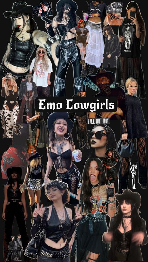 Rock The Country Outfits, Alt Country Aesthetic, Gothic Cowgirl Outfit, Alt Cowgirl Outfits, Emo Cowgirl Outfits, Alt Country Outfits, Ptv Outfit, Emo Cowgirl Aesthetic, Goth Country Outfits