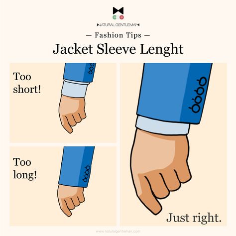 Check the correct sleeve length of your jacket: the sleeves of your shirt and jacket must be harmonic. Suit Sleeves, Mens Dress Shoes Guide, Mens Tailored Suits, Real Men Real Style, Suit Fit Guide, Mens Business Casual Outfits, Formal Men Outfit, Classy Suits, Best Dressed Man