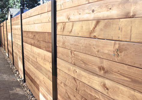 Slip Fence, Aluminum Privacy Fence, Horizontal Fencing, Fence Horizontal, Modern Wood Fence, Privacy Fence Landscaping, Privacy Fence Panels, Wood Privacy Fence, Metal Fence Panels