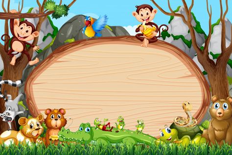 Border template design with cute animals... | Free Vector #Freepik #freevector #frame Animals Border Design, Animal Pictures For Kids, Wallpaper Powerpoint, Zestaw Ikon, Colorful Borders Design, Animal Templates, Border Templates, School Wall Art, Background Powerpoint