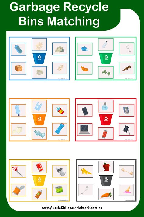 Recycling Bins For Kids, Recycling Printables Free, Recycling Sorting Activity, Recycling Preschool, Magnet Board Activities, Reduce Reuse Recycle Activities, Reduce Reuse Recycle Poster, Recycle Printable, Recycle Preschool