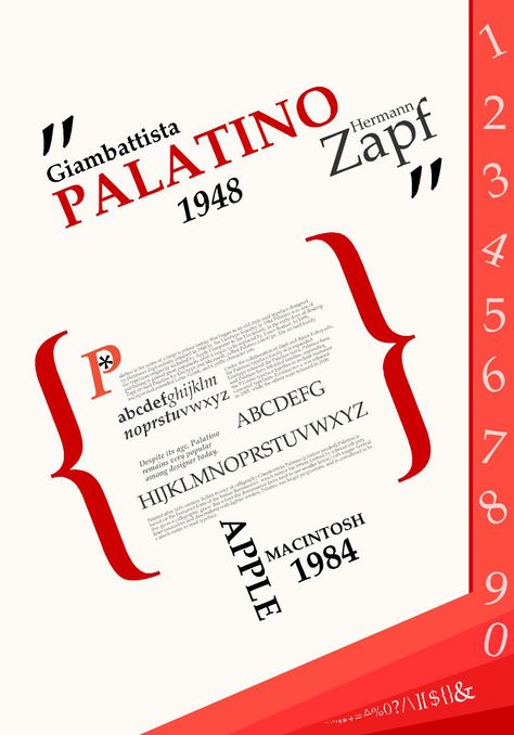 #typography #design #designer #palatino #font #poster Palatino Font, Typography History, Hermann Zapf, Infographic Posters, Typeface Poster, Style Guide Template, Typographic Layout, Good Typography, Typographic Posters