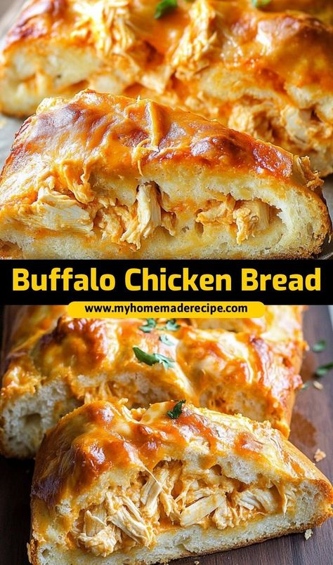 This buffalo chicken bread is the best bread recipe for buffalo chicken lovers. Filled with spicy chicken and cheese, it’s the perfect bread for game day or parties Buffalo Chicken Bread Loaf, Buffalo Chicken Garbage Bread Recipe, Buffalo Chicken Stuffed Bread, Buffalo Chicken Stromboli, Buffalo Chicken Flat Bread, Buffalo Chicken Recipes Easy, Buffalo Chicken Bread, Buffalo Chicken French Bread Pizza, Buffalo Chicken Wrap Recipe