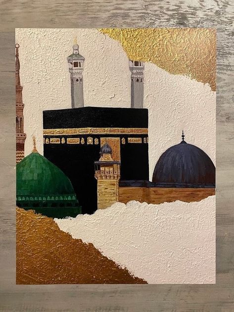 Islamic art by artistic art gallery Macca Madina, Quranic Calligraphy, Gift Calligraphy, Mekka Islam, Arabic Calligraphy Painting, Mosque Art, Islamic Art Canvas, Islamic Caligraphy Art, Islamic Calligraphy Painting