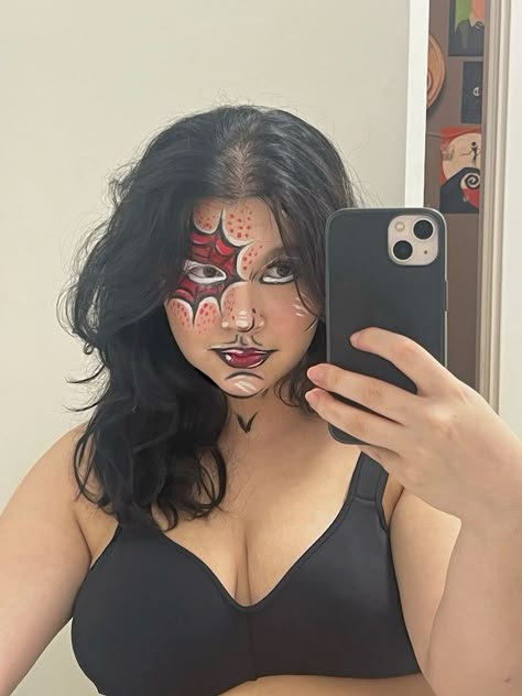 Spider Man Halloween Makeup, Spiderman Makeup Looks Simple, Spider Man Inspired Makeup, Deadpool Inspired Makeup, Spiderman Makeup Woman, Spiderman Halloween Makeup, Spider Make Up, Face Painting Spiderman, Marvel Makeup Looks