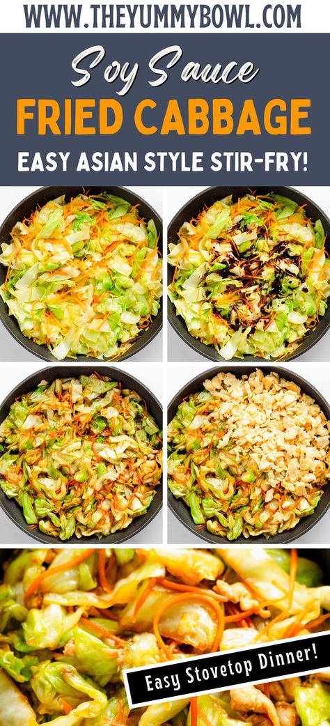 Enjoy a tasty Asian cabbage stir fry made with eggs and soy sauce! Perfect for a quick, satisfying meal. #AsianStirFry #CabbageDishes #HealthyRecipes #QuickCooking #EasyMeals Cabbage Stir Fry Chicken, Asian Cabbage And Carrots, Cabbage Soy Sauce, Asian Fried Cabbage Recipes, Asian Recipes With Cabbage, Cabbage Ramen Stir Fry, Easy Cabbage Stir Fry, Meal With Cabbage, Asian Sauteed Cabbage Recipe