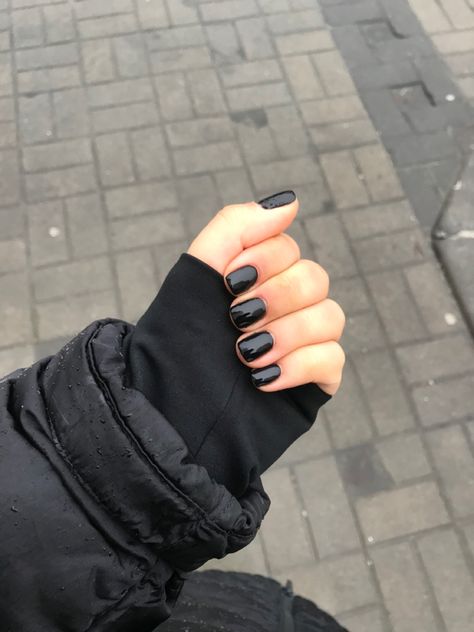 Short nail design! Short Natural Nail Designs Black, Black Painted Nails Aesthetic, Really Short Black Nails, Black Nails Painted, Black Nails Natural Short, Men With Black Nails, Black Nails Asthetics, Black Nails Men Aesthetic, Men Nails Black