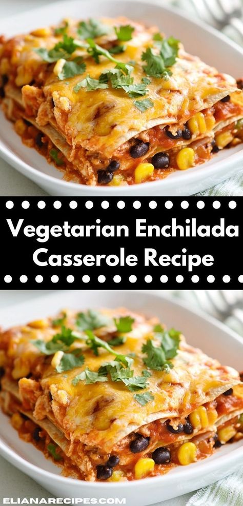 Craving a quick and satisfying dinner? This easy Vegetarian Enchilada Casserole Recipe allows you to whip up a hearty meal in no time, perfect for busy weeknights while keeping the whole family happy. Vegan Enchilada Casserole, Vegetarian Enchilada, Vegetarian Enchilada Casserole, Veggie Enchiladas, Vegan Enchiladas, Vegetarian Enchiladas, Satisfying Meals, Enchilada Casserole Recipes, Bean Enchiladas