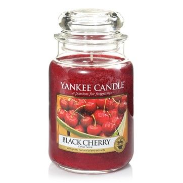 Black Cherry Fruit, Yankee Candle Scents, Glass Jars With Lids, Large Jar, Large Candles, Sweet Cherries, Small Jars, Black Candles, Sweet Scents