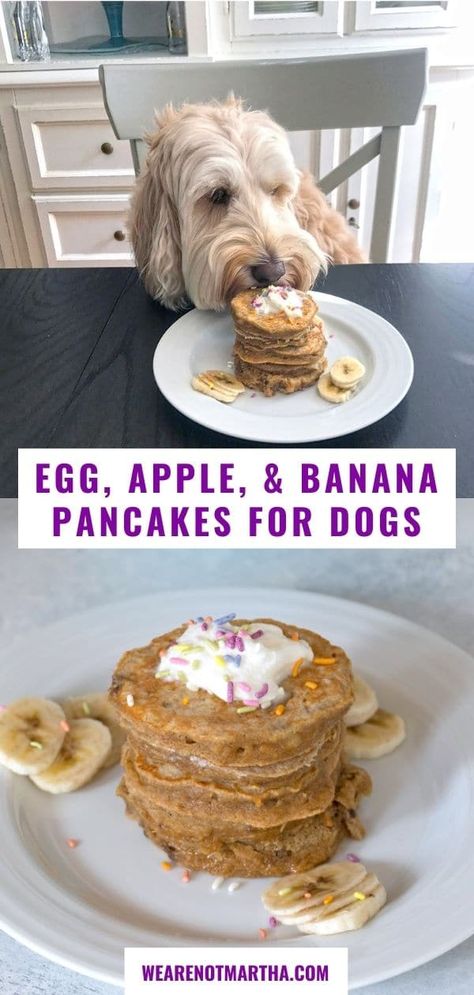 Egg, Apple, and Banana Pancakes for Dogs Waffles For Dogs Recipes For, Breakfast Dogs Recipes, Banana Pancakes For Dogs, Dog Birthday Breakfast, Dog Friendly Pancake Recipe, Breakfast For Dogs Recipes, Healthy Breakfast For Dogs, Dog Friendly Pancakes, Pancakes For Dogs Recipe