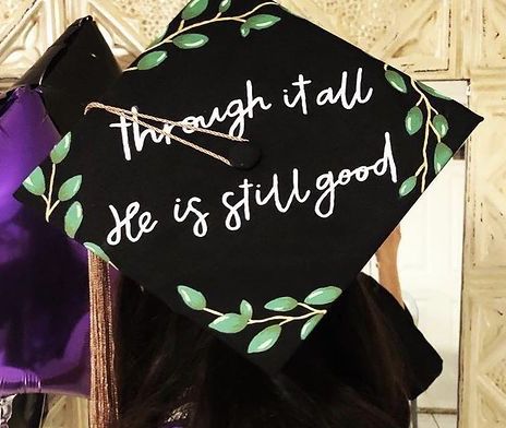 Boho Grad Cap, College Graduation Cap Ideas Christian, Graduation Cap Christian, Graduation Cap Designs Scriptures, Grad Cap Inspo Aesthetic, Christian Grad Cap Ideas, Graduation Cap Designs Christian, Gods Plan Grad Cap, Christian Graduation Cap