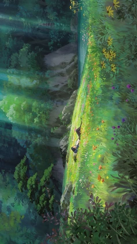 Ghilbi Nature Wallpaper, Ghibli Forest Wallpaper, Secret Life Of Arrietty Aesthetic, The Secret World Of Arrietty Wallpaper, Arrietty Wallpaper, Ghibli Green, Secret Garden Wallpaper, Ghibli Core, Studio Ghibli Poster