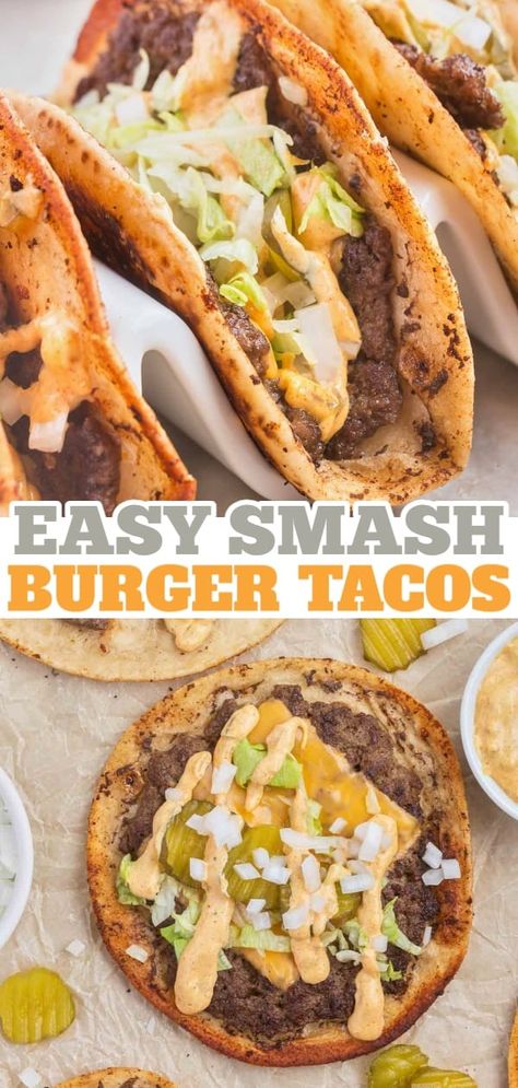 Essen, Hamburger Tacos, Copycat Big Mac Sauce, Copycat Big Mac, Smash Burger Tacos, Ground Beef Patties, Burger Tacos, Big Mac Sauce, Dinner With Ground Beef