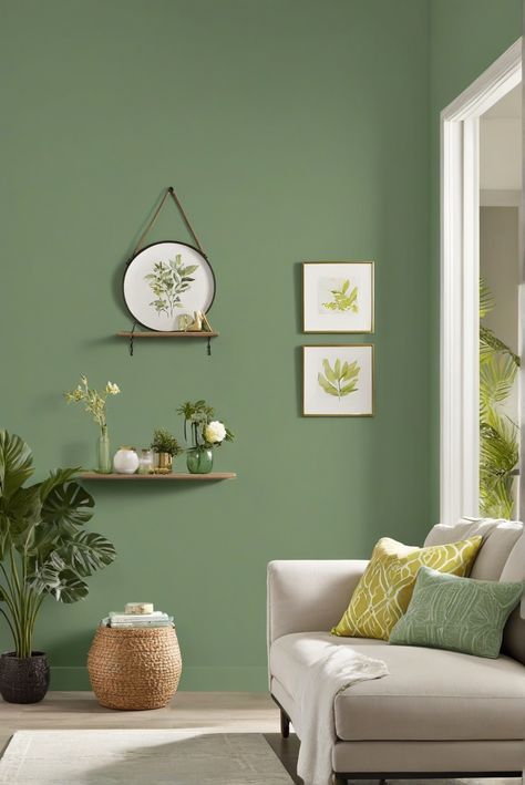 Behr, Green Paint, Vibrant Home, Refresh Gallery Green Behr Paint, Green Colour Interior, Behr Pesto Green, Garden Vista Behr Paint, Light Green Wall Paint Colors, Colour Combo For Bedroom, Thai Basil Behr Paint, Cozy Green Paint Colors, Green Accent Wall Paint Colors