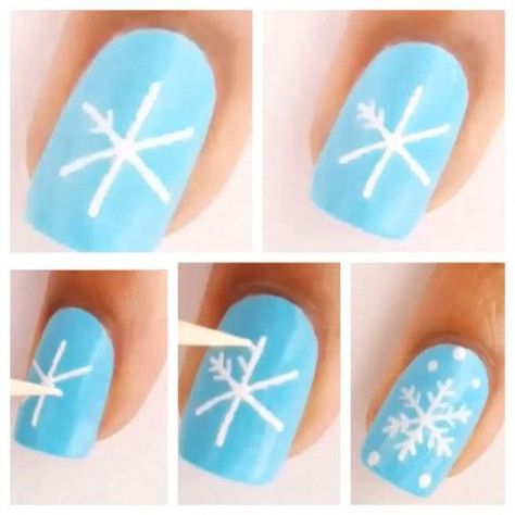 25+ Stunning Winter Nail Art Designs | HubPages How To Draw Snowflakes On Nails, Winter Nail Art Designs, Snowflake Nail Design, Classy Nail Art Ideas, Nail Art Noel, Christmas Nails Diy, Snowflake Nail, Festive Nail Designs, Snowflake Nail Art