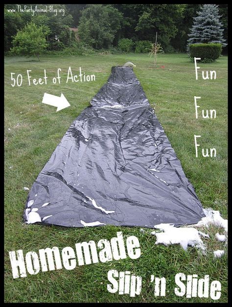 Homemade Slip And Slide, Slip N Slide, 34th Birthday, Troll Party, Youth Activities, Luau Birthday, Water Party, Camping Games, Slip And Slide