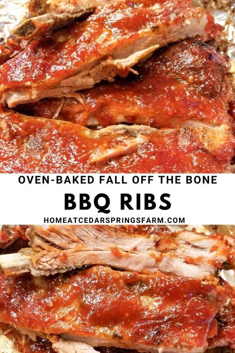 Easy (Spicy) Oven-Baked Barbecue Ribs are slathered in a slightly sticky sauce with a touch of heat. They are baked low and slow for fall-off-the-bone results—tender and juicy ribs with a touch of warmth that will melt in your mouth. Venison Ribs, Oven Baked Bbq Ribs, Oven Baked Pork Ribs, Baked Pork Ribs, Baked Bbq Ribs, Venison Meat, Sticky Sauce, Oven Baked Ribs, Baked Ribs