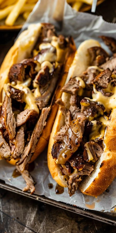 Philly Cheesesteak [30 Minutes] - Chasety Essen, Fancy Lunch Recipes, Hot Sandwiches For Dinner, Mill Aesthetic, Cheesesteak Recipes, Food At Night, Rich Things, Fancy Lunches, Philly Cheese Steak Recipe