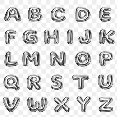 Heavy Metal Font, Black Metal Font, Silver Typography, Chrome Letters, Silver Letter Balloons, Alphabet 3d, 3d Chrome, Metal Font, 2 Number