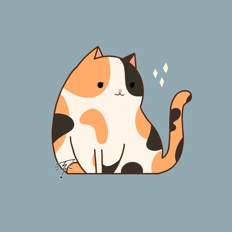 digital art cute calico cat Calico Cat Drawing Simple, Calico Cat Painting Easy, Calico Cat Tattoos, Cartoon Calico Cat, Calico Cat Character Design, Calico Cat Anime, Calico Drawing, Calico Cat Cartoon, Calico Cat Wallpaper