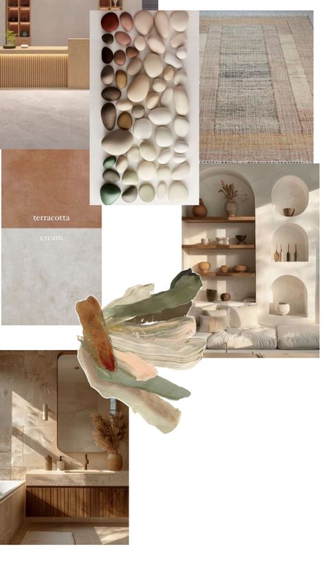 Architectural Mood Board Layout, Spa Mood Board, Material Mood Board Architecture, Collage Moodboard Interior Design, Interior Design Collage Mood Boards, Wellness Spa, Mood Board, Spa