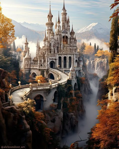 Fantasy Homes Art, Fantasy Story Ideas, Castle Illustration, Kingdom City, Castle Aesthetic, Fantasy Worlds, Fantasy Homes, Fairytale Castle, Fantasy House