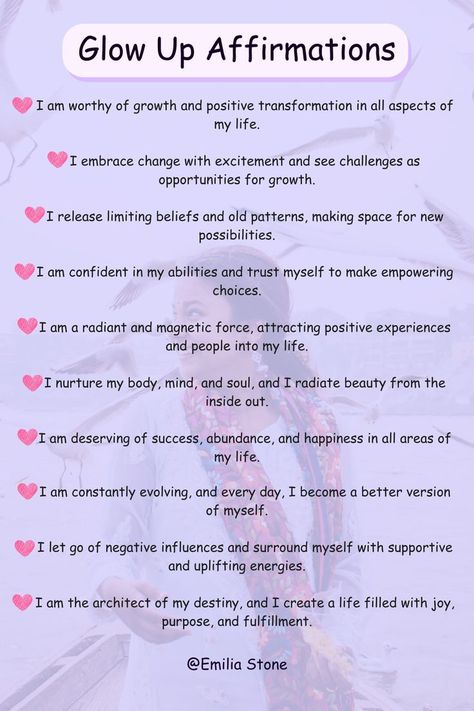 Affirmation For Spiritual Growth, Physical Glow Up Affirmations, Affirmation For Change, Powerful Affirmations For Confidence, Affirmation For Beauty, Affirmation For Self Love, Growth Affirmations, Change Affirmations, Glow Up Manifestation