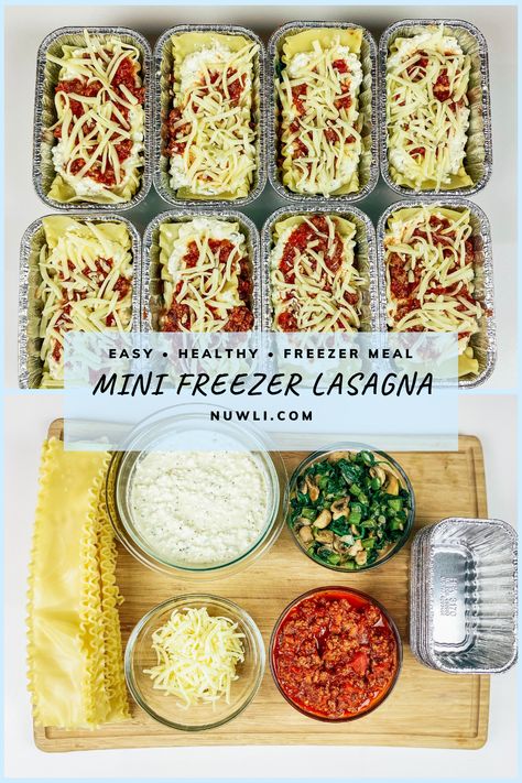 Freezer Friendly Individual Mini Lasagnas, Individual Freezer Lasagna, Freeze Friendly Meals, Make Ahead Meals For Maternity Leave, Small Portion Freezer Meals, Easy To Make Freezer Meals, Make Ahead Meals For College Students Freezer Recipes, Crock Pot Freezer Meals For Two, Family Meal Prepping