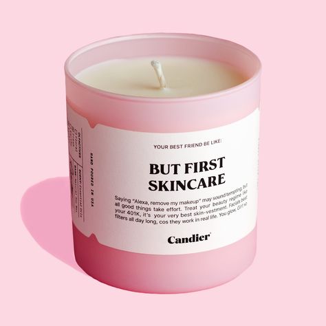 But First Skincare Candle, Ryan Porter Candle, Candier Candles Aesthetic, Preppy Candle, Candier Candles, Preppy Candles, Cute Candles Aesthetic, But First Skincare, Girly Candles