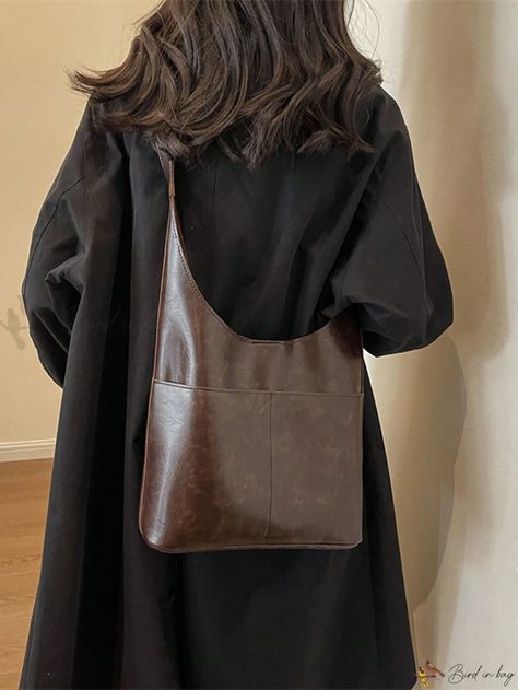 Bird in Bag - 2024 New Fashion Womens Vintage Tote Bag: Stylish Crossbody & Single-Shoulder Bucket Bag Trendy Bags Winter 2024, Brown Slouchy Bag, Medium Shoulder Bag, Fall Bags 2024, Tote Bag Style Outfit, Brown Leather Bag Outfit, Shopper Bag Outfit, Big Bags For Women, Leather Tote Bag Outfit