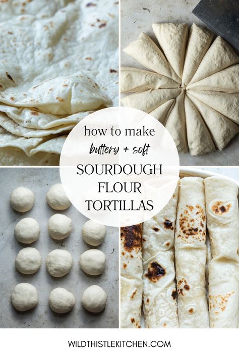 These soft flour Sourdough Tortillas come together in no time with just 4 ingredients and some water. They can be made with sourdough discard or active sourdough starter and can be made same day or long-fermented. Give this super simple, flexible recipe a try and be prepared to give up store bought tortillas forever! #sourdoughtortillas #sourdoughtortillasdiscard #sourdoughtortillassameday Sourdough Tortillas Simple, Discard Flour Tortillas, Things To Make With Bread Flour, Sour Dough Tortilla Recipes, All Purpose Flour Sourdough Recipes, Sourdough Discard Flour Tortillas, Sourdough Starter Tortillas, What To Make With Active Sourdough Starter, Things To Make With Active Sourdough Starter