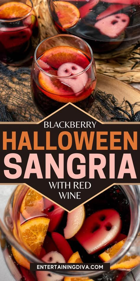 Halloween Sangria, Blackberry Brandy, Blackberry Sangria, Halloween Jello, Halloween Party Drinks, Recetas Halloween, Halloween Drinks Alcohol, Halloween Punch, Jello Shot