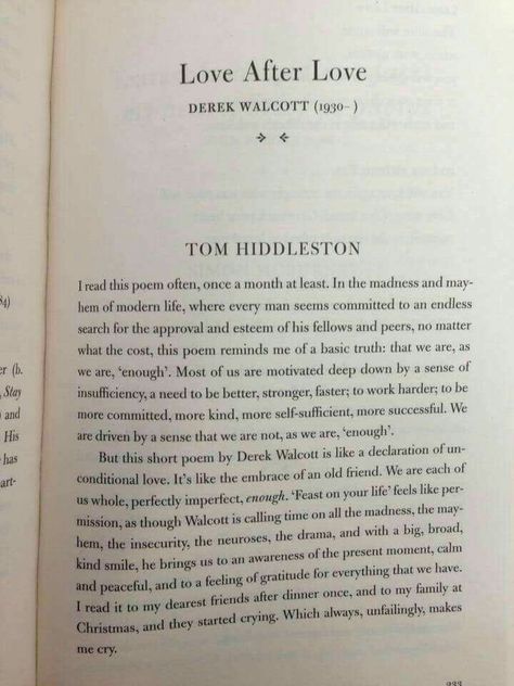 Men Cry, Derek Walcott, Tom Hiddleston Quotes, Thomas William Hiddleston, The Poem, Tom Hiddleston Loki, Tom Hiddleston, Loki, Inspire Me