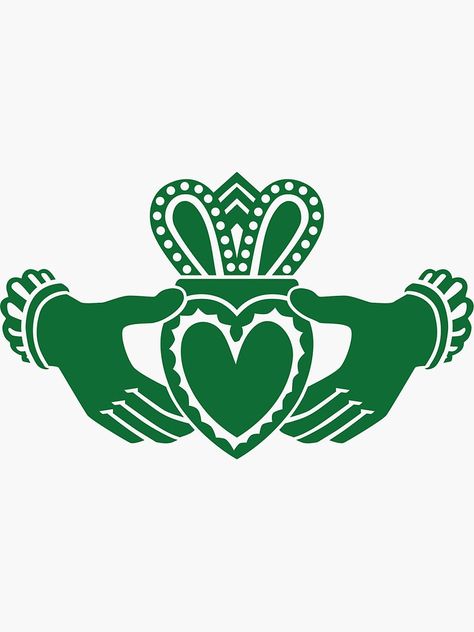 "Celtic claddagh" Sticker by Designzz | Redbubble Claddagh Art, Ireland Stickers, Irish Illustration, Irish Clipart, Saint Patricks Party Ideas, Heraldic Beasts, Celtic Symbols And Meanings, Gimp Bracelets, Saint Patricks Day Art